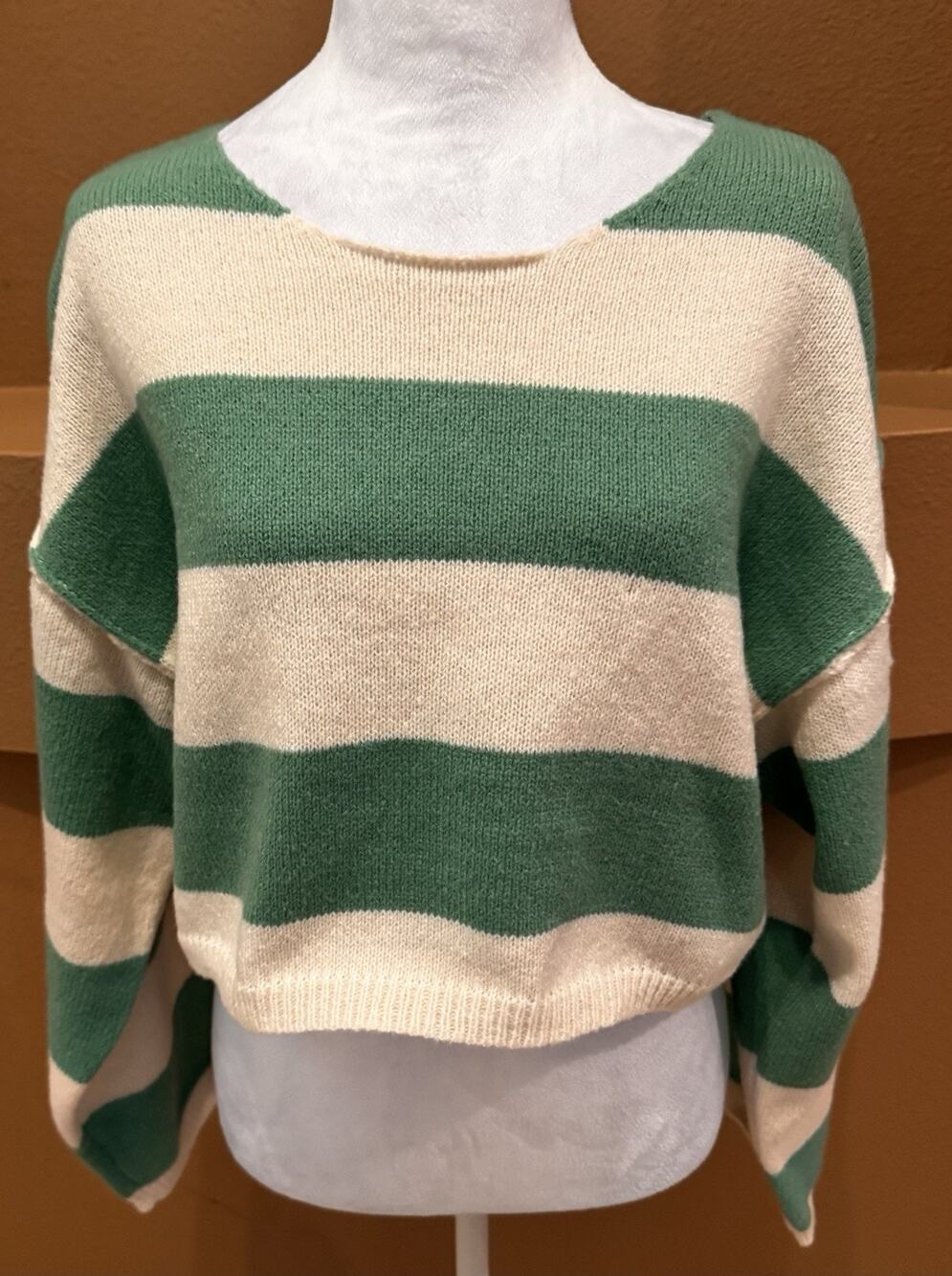LANE 201 Women’s Green Stripe Pullover Sweater Size M